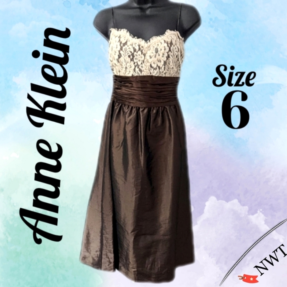 ⚡🔖Anne Klein strappy lace & silk formal dress, size 6 (NWT)